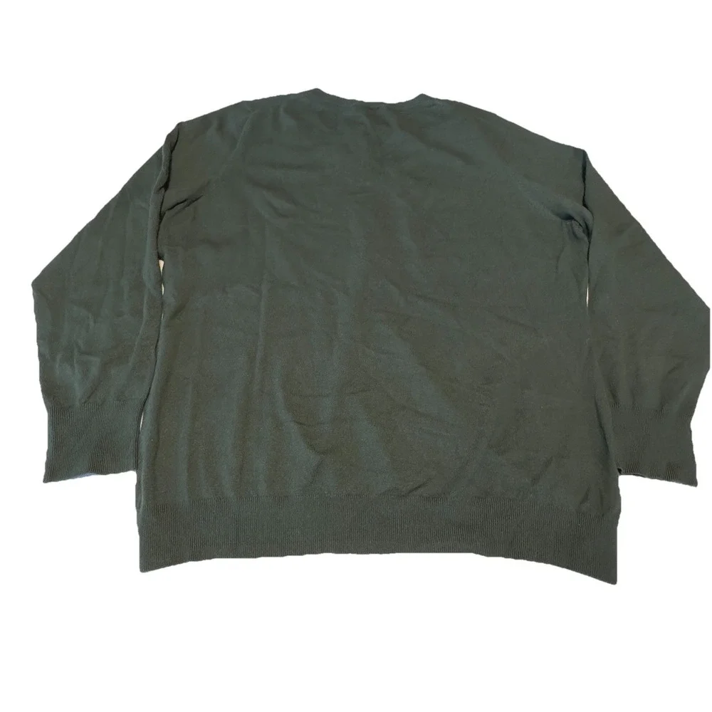 NWT Worthington Duffel Green Long Sleeve Thin Knit Sweater Size XXL V-Neck‎